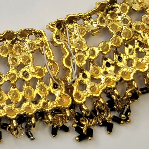 Black and Gold Choker Necklace Ethnic Indian Necklace - Picture 11 of 12